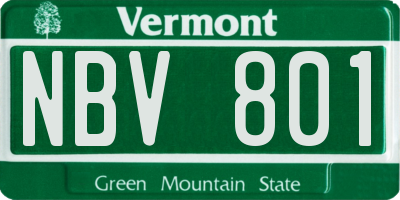 VT license plate NBV801