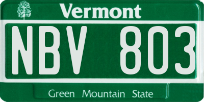 VT license plate NBV803