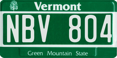 VT license plate NBV804
