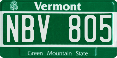 VT license plate NBV805