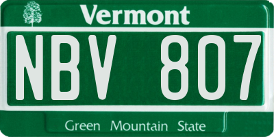 VT license plate NBV807