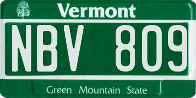 VT license plate NBV809