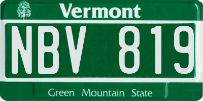 VT license plate NBV819
