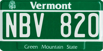 VT license plate NBV820