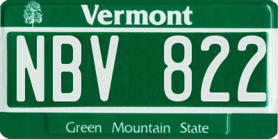 VT license plate NBV822