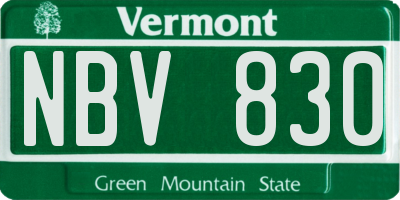 VT license plate NBV830
