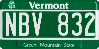 VT license plate NBV832