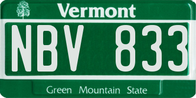 VT license plate NBV833