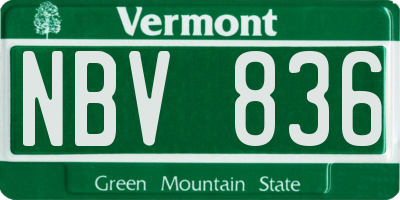 VT license plate NBV836