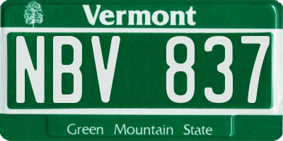 VT license plate NBV837