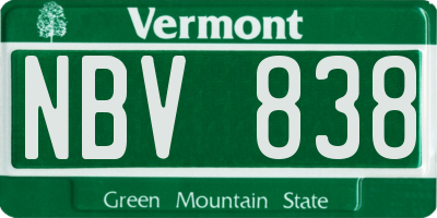 VT license plate NBV838