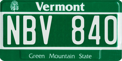 VT license plate NBV840