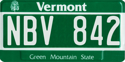 VT license plate NBV842