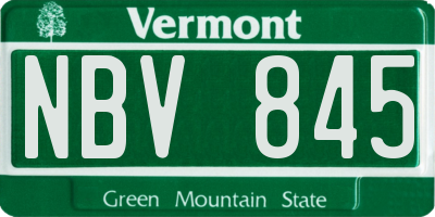 VT license plate NBV845
