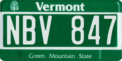 VT license plate NBV847