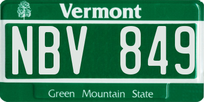 VT license plate NBV849