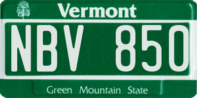 VT license plate NBV850