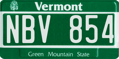 VT license plate NBV854
