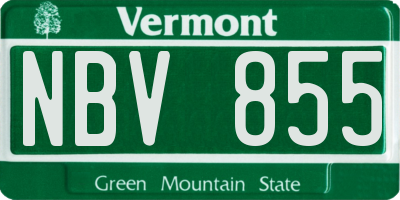VT license plate NBV855