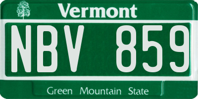 VT license plate NBV859