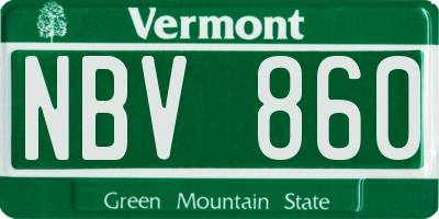 VT license plate NBV860
