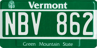 VT license plate NBV862