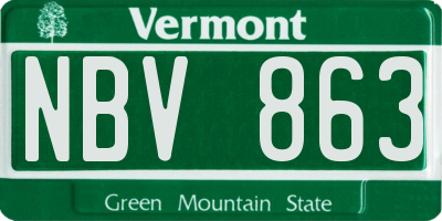 VT license plate NBV863