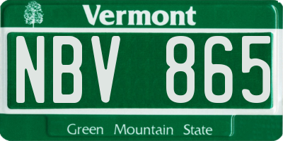 VT license plate NBV865