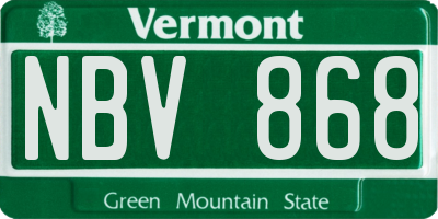 VT license plate NBV868