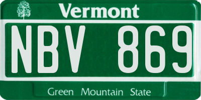 VT license plate NBV869
