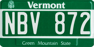 VT license plate NBV872