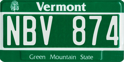 VT license plate NBV874