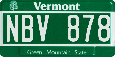 VT license plate NBV878