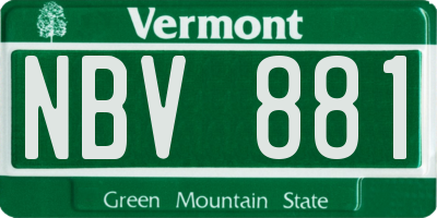 VT license plate NBV881