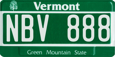 VT license plate NBV888