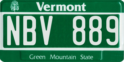 VT license plate NBV889