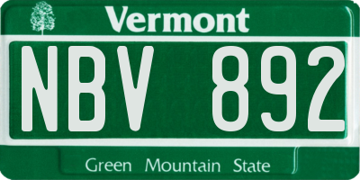 VT license plate NBV892