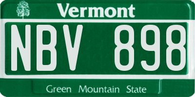 VT license plate NBV898