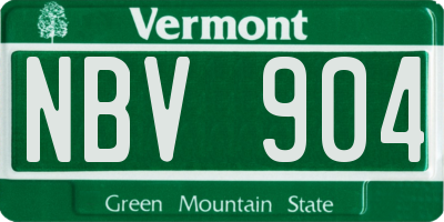 VT license plate NBV904