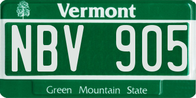 VT license plate NBV905