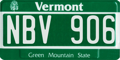 VT license plate NBV906