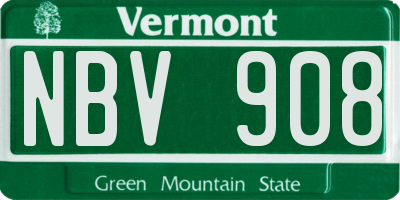 VT license plate NBV908