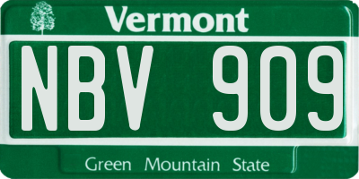 VT license plate NBV909