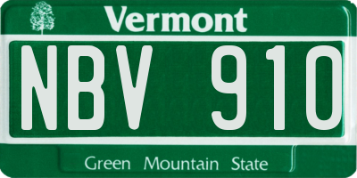 VT license plate NBV910