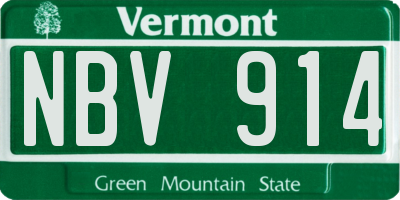 VT license plate NBV914