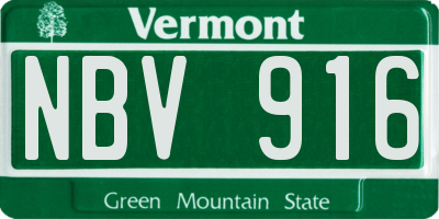 VT license plate NBV916