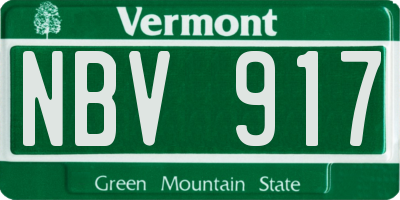 VT license plate NBV917