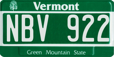 VT license plate NBV922