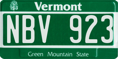 VT license plate NBV923