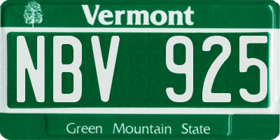 VT license plate NBV925